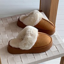 겨울 스웨이드 키높이 퍼 털 슬리퍼