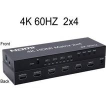 [해외] 4k 60hz hdmi 매트릭스 2x4 2 in 4 out hdmi 분배기 스위치 오디오 추출기 hdmi 2.0 4x2 매트릭스 1080p for ps34 dvd, 영국 플러그, 4K 60Hz 2x4