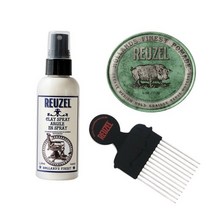 263623 REUZEL 그린 유성 포마드 4oz 113g + 클레이 스프레이 100ml + 포마드 전용 빗 Green Pomade 4oz + Clay Spray 100ml+Pom, none