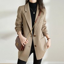 스타일아유 여성 겨울 양모자켓 양모혼방 허리 스트링 루즈핏 카라 코트