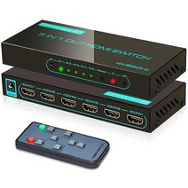 (최신 버전) 4K@60Hz HDMI 스위치 SkycropHD 5 포트 HDMI 2.0 스위치 원격 지원 자동 스위치 HDR10 돌비 비전 돌비 애트모스 18Gbps, Green