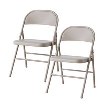 마켓비 BUSTO 튼튼한 철제 접이식의자, 다크베이지2개