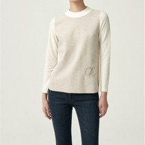 올리비아로렌 / 니트시보리 패치 티셔츠 VOCALXW9241 / 애플아울렛 ( 베이지 챠콜그레이 )