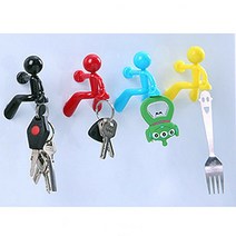 마그네틱 자석 후크 고리 걸이 차키 열쇠 냉장고 타공판 홀더 / 이케아 스타일, 노랑