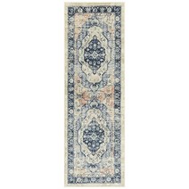 Maples Rugs Caprice 보헤미안 메달리온 복도 입구 러너 미끄럼 방지 러너 러그 [미국산] 블루 61.4 x 182.9cm(2 x 6피트), 2 x 8