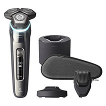 독일 직구 SkinIQ 기술이 적용된 필립스 Shaver Series 9000 압력 보호 센서가 있는 전기 습식 및 건식 면도기 이중 강철 정밀 면도날 유연한 360도 면도 헤드 S9987/59-17761, S9986/63