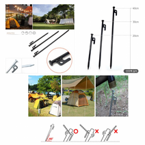 텐트용 고강도 단조팩 갈고리 20m 30m 40m 색상2가지 캠핑팩 세트, 단조팩블랙40cm