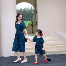 고급 도트 엄마 딸 맘커플룩 원피스 프랑스식 빈티지 인플루언서 원피스