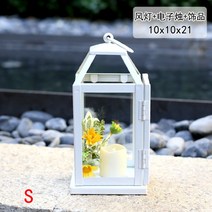 캔들홀더 촛대 등잔불 유러피안 레트로 철제 유리 야외용 바람막이 등 캔들 스탠드 마당, G