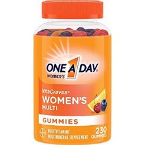 이지몰 One A Day 여성용 종합 비타민 구미젤리 면역 건강 지원을 위한 C D E 및 아연 보충제 칼슘 등 오렌지 230 카운트 프루티 No.58221, 230 카운트(1팩)