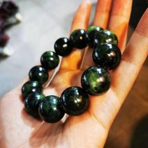 옥팔찌 옥구슬 진주 탄생석 원석정품 천연 녹색 옥 부처 비즈 팔찌 남자 큰 비취 스톤 비드 탄성 페르시 팔