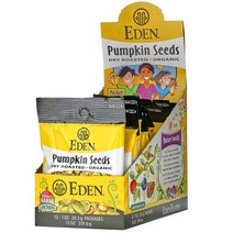Eden Foods 포켓 스낵 유기농 호박씨 기름 없이 볶은 제품 12팩 팩당 28.3g 1oz 332809, 12 개