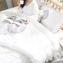 류금숙 여자의 침실 광목워싱 레이스 항균 프릴 차렵이불 단품