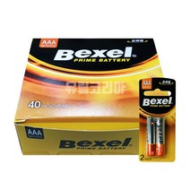 ( 벡셀 알카라인 AAA건전지 40P 박스 LR3 밧데리 ) 소형건전지 BEXEL 배터리 LR03 빠데리, 40개입, 1박스