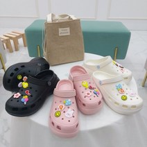 굽높은 키높이 슬리퍼 블랙 핑크 화이트 여름 캠핑 샌들 물놀이 비올때 장식포함 통굽 행텐 통굽 5cm