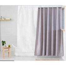 욕조 방수 샤워커튼 2color 칸막이 가림막 부스 파티션 커튼봉 칸막이 다이소 이케아, 그레이, 그레이계열