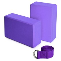 Lixada EVA 요가블록 2p + 요가스트랩 1p 세트, 퍼플