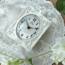 꼬떼따블1914191 스퀘어 엔틱 화이트 탁상시계, 단품없음