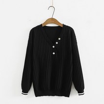 빅 사이즈 라지 브이넥 여성 데일리 니트 기본 큰 옷 얇은 스웨터 2종
