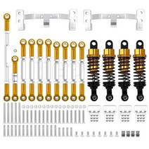 원격 조종 RC 너트 잠금 장치가있는 금속 조향 링크 타이로드 마운트 충격 흡수 장치 키트 1/12 MN D90 D91 MN40 MN45 MN99 MN99s 1/16 WPL C14, [10] WPL gold silver