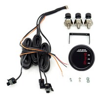 범용 디지털 게이지 52mm 2 인치 300psi 듀얼 에어 서스펜션 게이지 라이드 압력 혼 PSI 레드 & 블루 플라, 08 Three Gauge Red