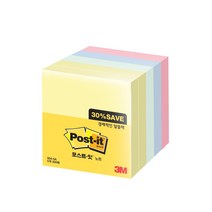 쓰리엠 포스트잇 알뜰팩 76 x 76 mm 654-5A 500매, 노랑 2p + 애플민트 + 크림블루 + 러블리핑크, 3개