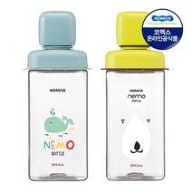 코멕스 네모 물병 430ml 2개세트 (10종/택1), 09.네모물병(그린곰+민트고래)