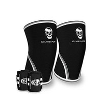 Gymreapers 팔꿈치 소매 1쌍 손목 랩 역도 벤치 힘줄염 지지 압박용 브레이스 5mm 네오프렌 남녀용, Black/White_X-Large