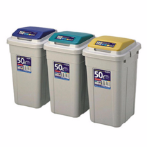 오늘출발 크린스페이스 휴지통50L 분리수거함 3분류50L 종량제봉투, 연회색, 옐로우