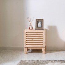 아이앤 엘린 편백나무원목 도어형 협탁 HR, 라탄형