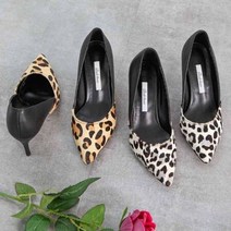 여자 수제화 소가죽 수제화 레오파드 구두 미들힐