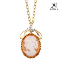 골드앤 14K 샤벳 까메오 소 목걸이 YG