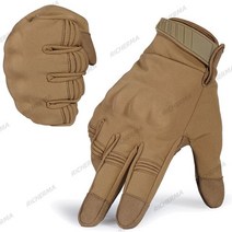 라이딩 장갑 방풍 전술 터치스크린 오토바이 군사 스포츠 페인트볼 사격 고무 보호 장비 전체 손가락, 6.Brown  L