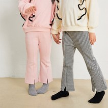 몽콕 여아 하운드 체크 부츠컷 바지 레드 블랙 2장세트 2P