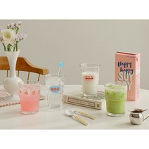 후르츠 패턴 유리컵 4종 빈티지 과일전사 데일리컵, 트리플 체리