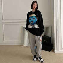 러블리감성 / 서은 오버핏 전사 니트티셔츠