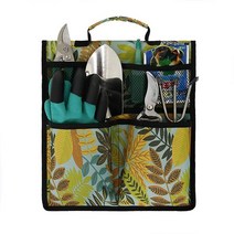 Garden Kneeler 좌석 도구 가방 옥스포드 식물 키트 접이식 작업 카트 보관 파우치 핸들 필수 원예 오거나이저 토트 (옐로우 플라워 패턴), Yellow Flower Pattern