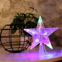 크리스마스토퍼 18cm 크리스마스 트리 탑 라이트 Led 빛나는 별 빛 오각형 장식 새해 홈 나비 다드 2022, 02 colored light