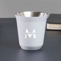 데미타세 데미타세잔 도피오잔 싱글찻잔 호텔커피잔 커스텀 네임 스테인리스 스틸 에스프레소 컵 이중 벽, 10 white_02 160ml