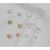 [925 Silver- 2셋트] 브로니 하트 4피스 귀걸이 - 3칼라