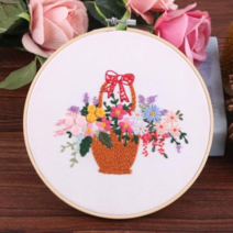 프랑스자수 DIY 패키지, 31 꽃바구니 20cm, 1개