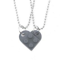 체인블럭 레바블럭 윈치 이동식 체인 차량용 호이스트 새로운 스티칭 하트 모양의 빌딩 블록 커플 목걸이, 04 Grey