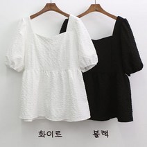 NewCare여성 여름 스퀘어넥 뒷리본 등트임 소매퍼프 무지블라우스