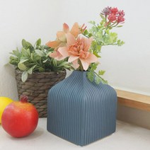 cocooning 홈카페 인테리어 데코 연출용 도자기 조화 화병, 라인네이비