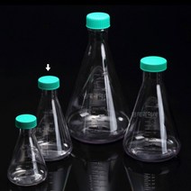 투명 플라스틱 삼각 플라스크 500ml 과학실험용 초록뚜껑 국내산