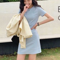 협력브랜드 파스텔 컬러 베이직 무지 원피스 여자 10대 데일리룩
