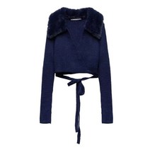 ZARA 에코 퍼 라펠 니트 가디건 6873101