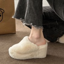 통굽 8cm 여성 퍼트리밍 겨울 슬리퍼 실내화