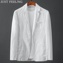 JUST FEEL!NG （이것은 저질 브랜드입니다）남자 린넨 자켓 정장 블레이져 캐주얼 여름 시원한 마 자켓