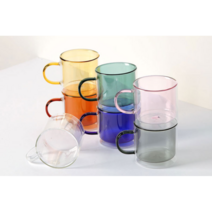 칼리아 2중 유리 컬러풀 머그컵, 딥그린, 1개